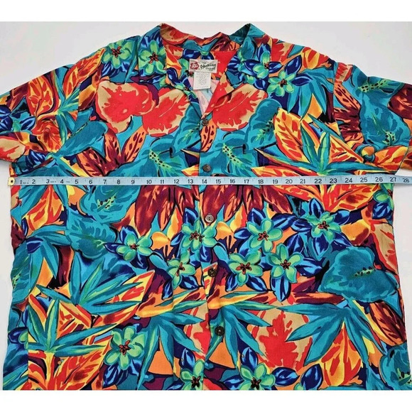 Vintage Hilo Hattie Rayon Poplin Floral Men's XL Short Sleeve Wood Button Shirt - Picture 3 of 5